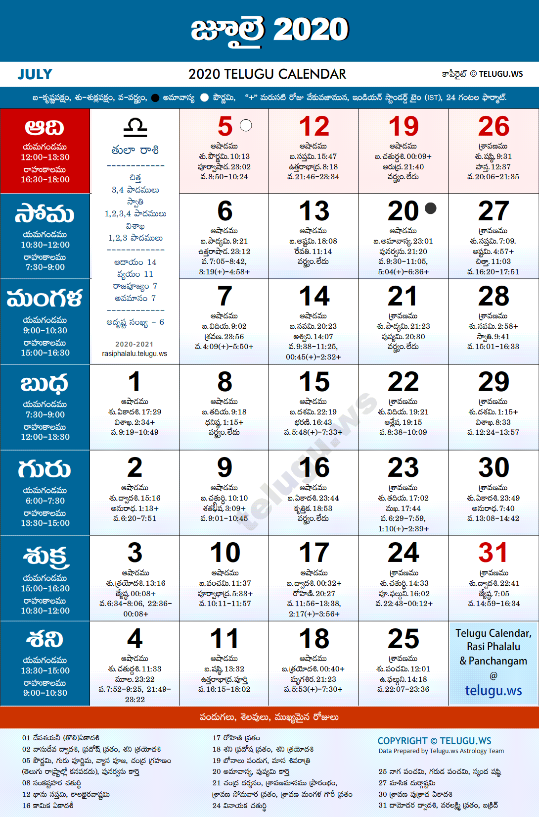 Telugu Calendar July 2025 Holidays Cahra Corella