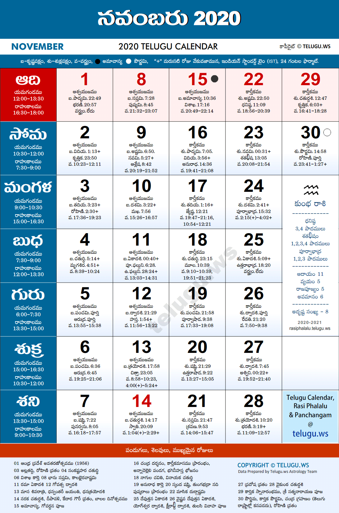 la telugu calendar