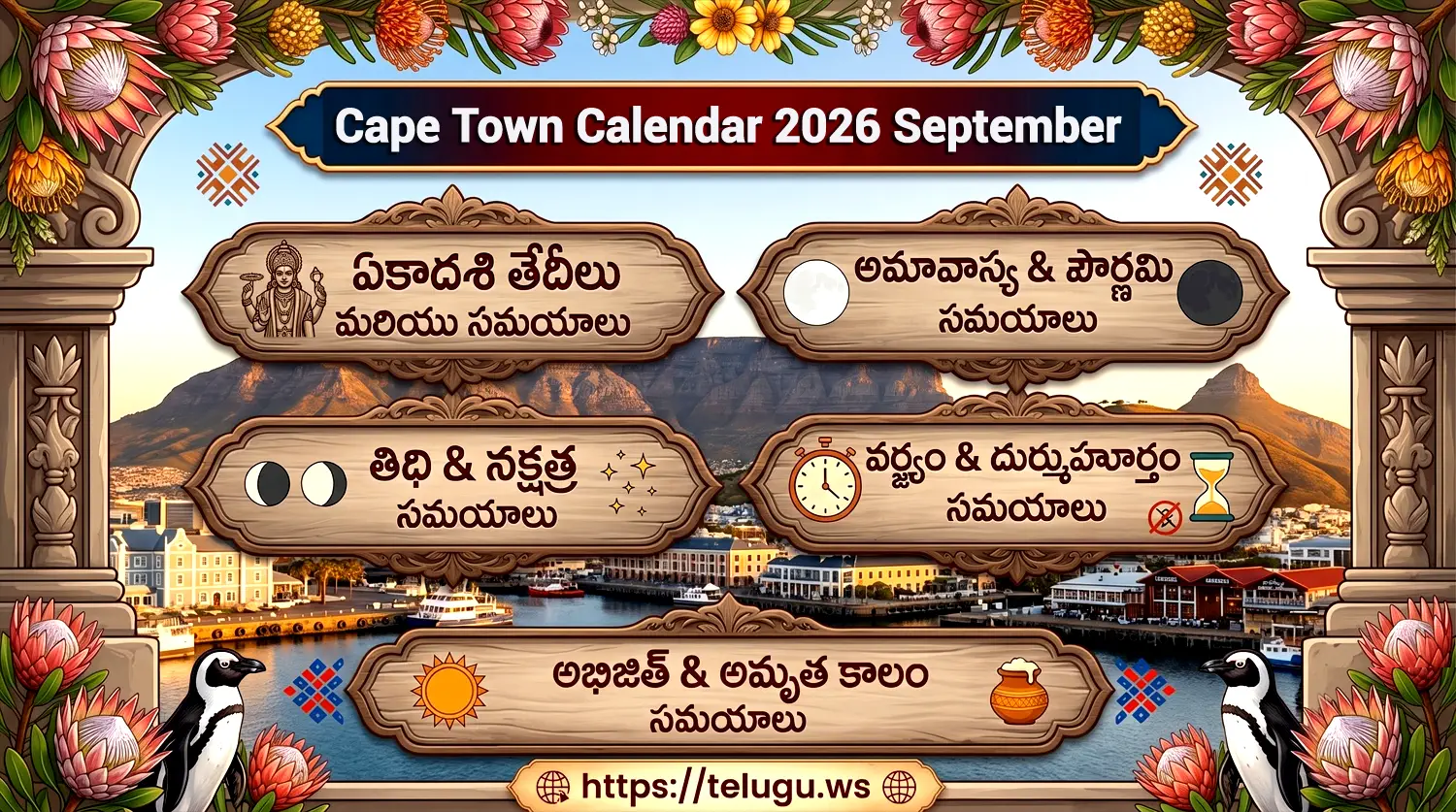 Telugu Calendar September 2026 showing Tithi and Nakshatram