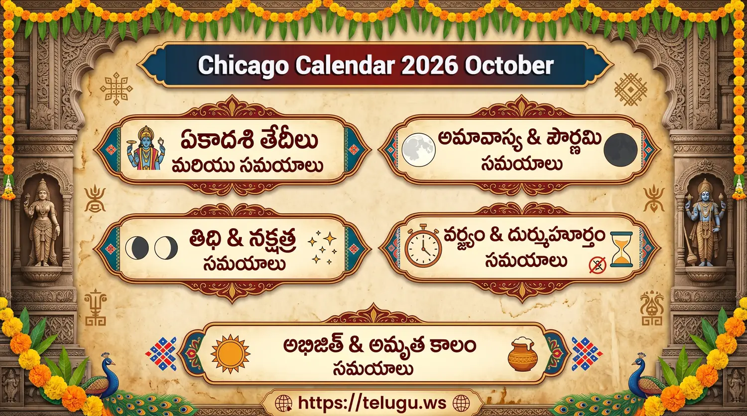 Telugu Calendar October 2026 showing Tithi and Nakshatram