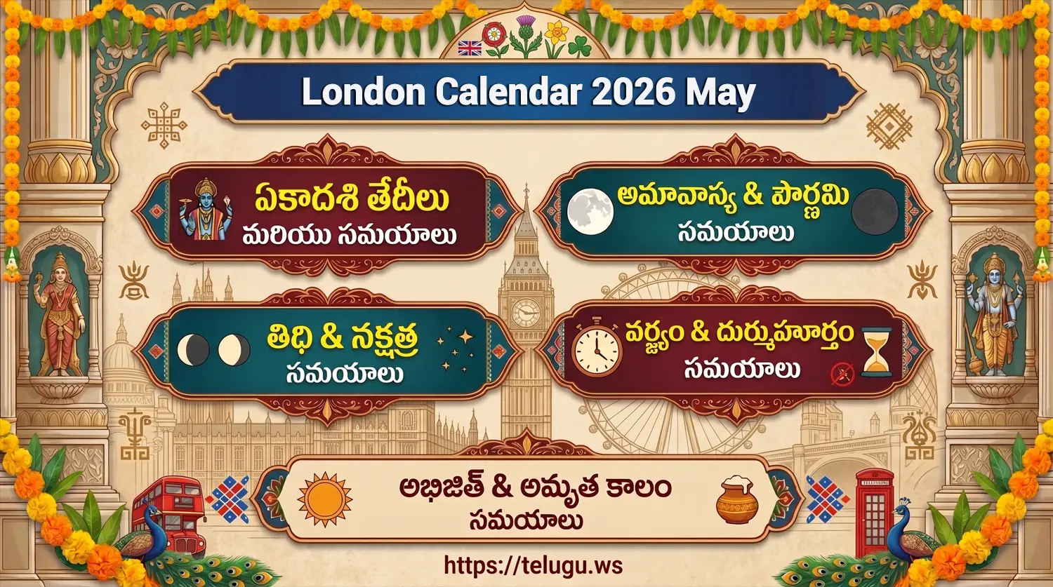 Telugu Calendar May 2026 showing Tithi and Nakshatram