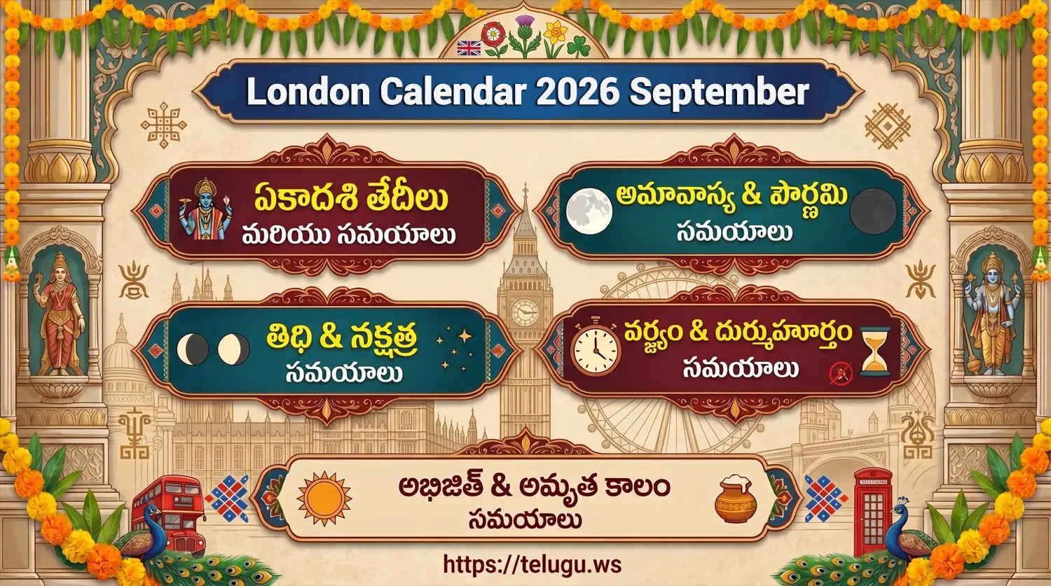Telugu Calendar September 2026 showing Tithi and Nakshatram