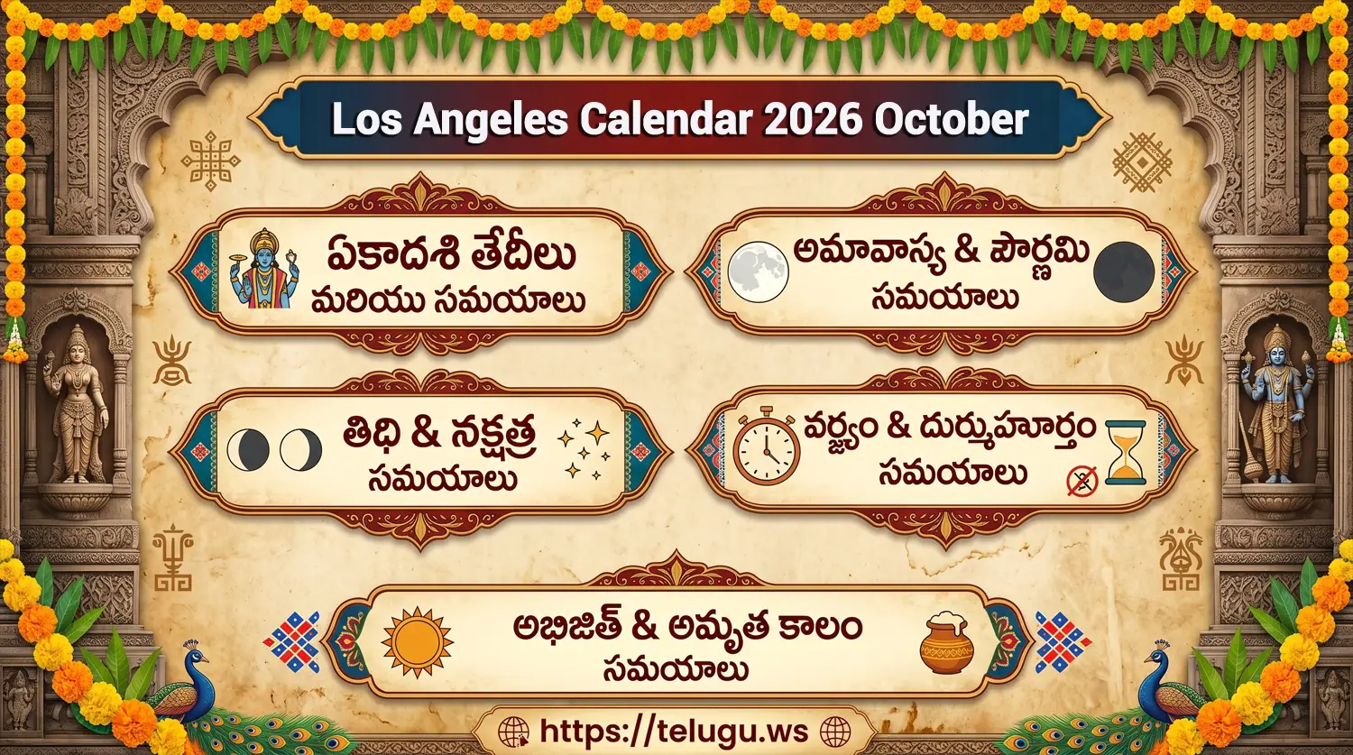 Telugu Calendar October 2026 showing Tithi and Nakshatram