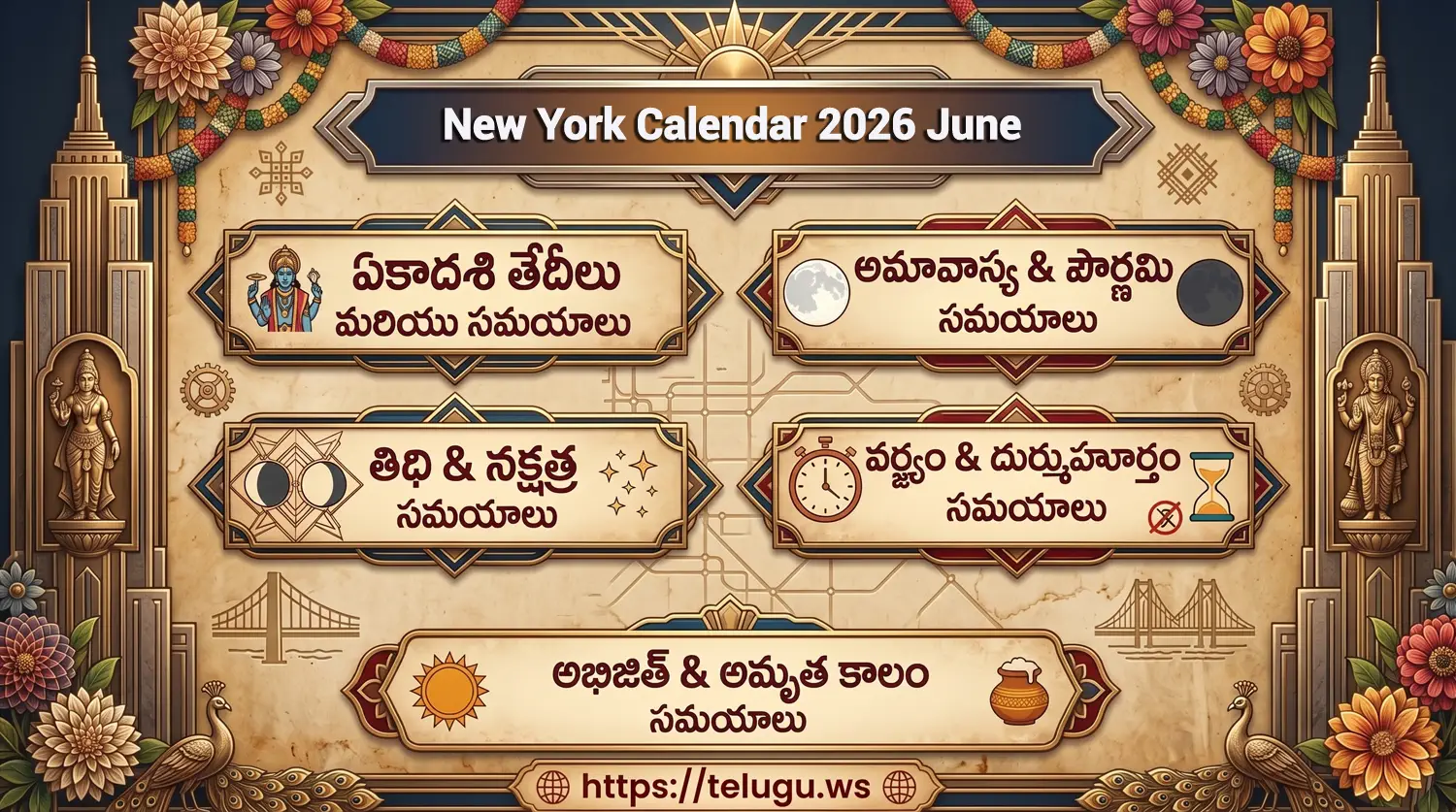 Telugu Calendar June 2026 showing Tithi and Nakshatram