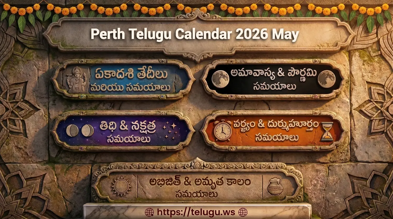 Telugu Calendar May 2026 showing Tithi and Nakshatram